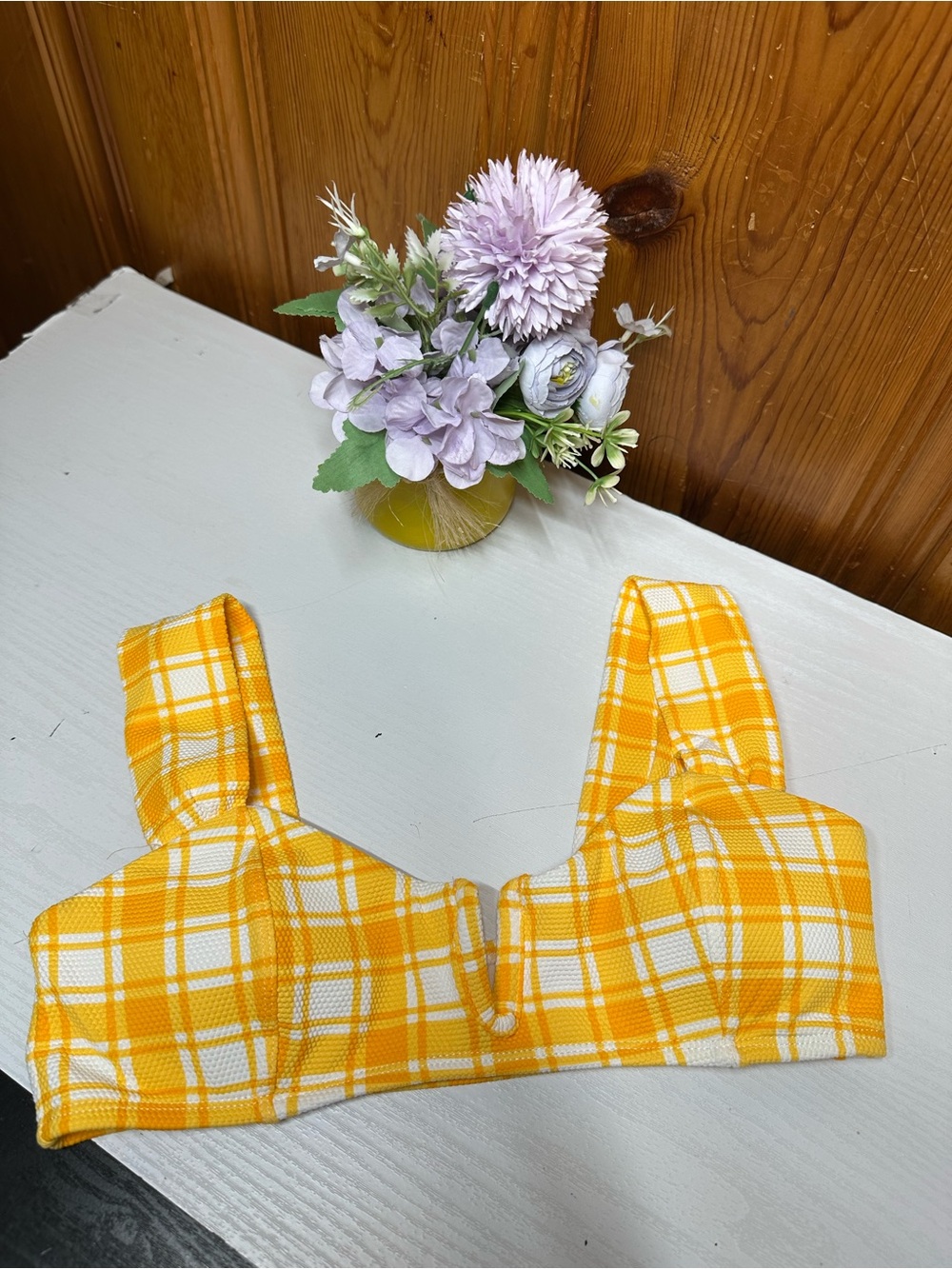 Lulu's Yellow Plaid Bustier Crop Top